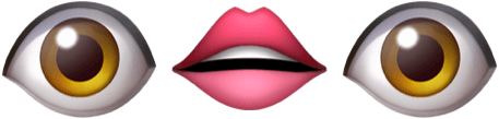 emojis of an eye, a mouth, and another eye, making one weird looking face